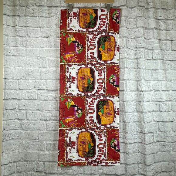 Vintage Kona Coffee Mill From Mauna Kea Hawaii Hibiscus Flower Neck Scarf 43x17 - Picture 2 of 9